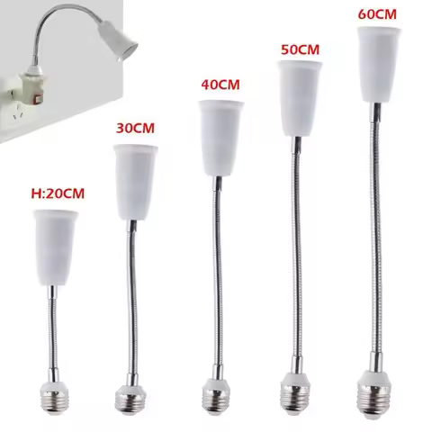 20CM 30CM 40CM 60CM Flexible E27 to E27 LED Bulb Extension Lamp Holder Light Socket 100-230V 4A LED 