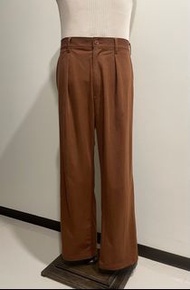 UNIQLO U 系列 打褶褲 直筒褲 微寬版 垂墜感 橘色