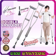 Double Crutches with Shock Absorbing Spring Walking Aid Adjustable Stick Rubber Forearm Tongkat Keti