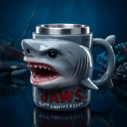 Jaws 50th Anniversary 3D Shark Mug Creative Ceramic Coffee Cup Unique Movie Collector Gift Home Offi