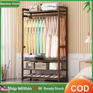 Bamboo Clothes Rack 70/90/120/170CM Open Wardrobe Clothes Cabinet Almari Baju Murah 衣橱 衣柜