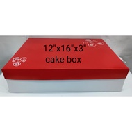 Cake box Red 12x16x3, 12x16x4, 12x16 cakje board white sold x5pcs