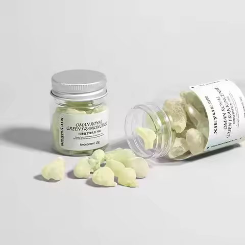 Premium Oman Hojari Frankincense - Natural Green Resin Incense, Burning Well for Skincare Meditation