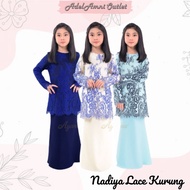 Baju Kurung Lace Nadiya Sedondon Budak Raya 2023 - Navy Blue/Off White/Baby Blue (Size XS-2XL)