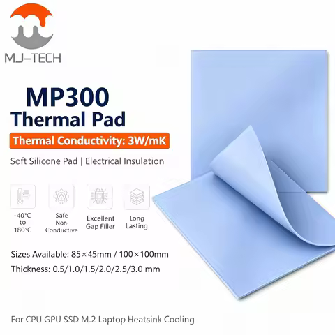 MJ-TECH MP300 3W/mK Thermal Pad Silicone Gap Filler 0.5-3.0mm For CPU GPU M.2 SSD Laptop Heatsink Co