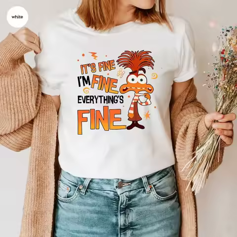 Anxiety Shirt Inside Out 2 T-Shirt Everything Is Fine Anxiety Inside Out Emotions Shirts Retro Menta