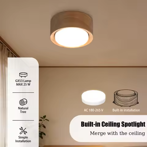 Solid Wood Ceiling SpotLight LED Ceiling Lamps 220V Led Downlights GX53 Spot Lighting For Living Roo