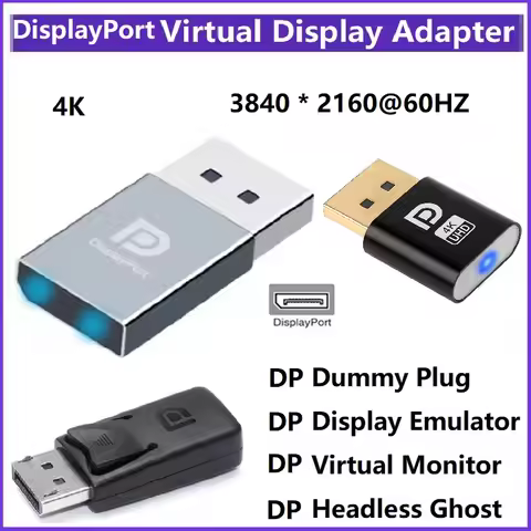 4K DP Dummy Plug Display Emulator Displayport Virtual Monitor Headless Ghost Display EDID Emulator 4