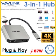 {FDA} Wavlink USB-C to Dual 4K HDMI 3-in-1 Display Adapter Dual HDMI 4K 60hz Plug-and-Play Mirror Mo