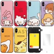 🇰🇷 Sanrio GUDETAMA Hello Kitty My Melody Little Twin Stars Pompompurin Mirror Bumper Card with Card Holder 布甸狗 肉桂狗 蛋黃哥 扮鬼臉 可放卡 可裝卡 有鏡面 翻底蓋 手機保護套（適用多款型號) iPhone14 iphone 14 pro Max iPhone13 三星 Samsung Galaxy S22 S22+ S22 Ultra A 系列 A52 A42 最新款式 正貨 韓國空運到港