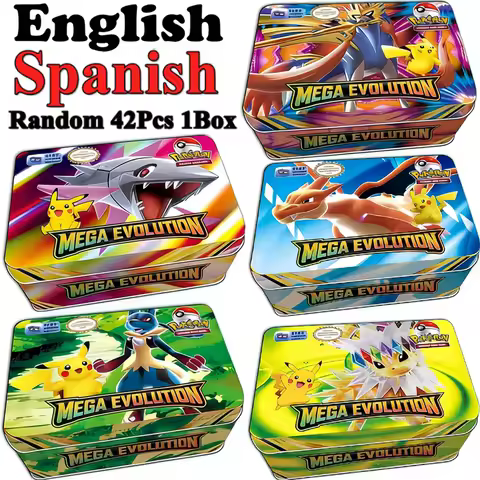MEGA EVOLUTION 42pcs Pokemon Cards Battle Toys Lost Origin Pokemons Box with Pikachu Anime Bank Poke