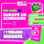 DIGI TRAVEL Sim Card Eropa 3 UK Internet Europe Cover 71 Negara | Simcard Eropa 3UK Bisa Telfon dan SMS