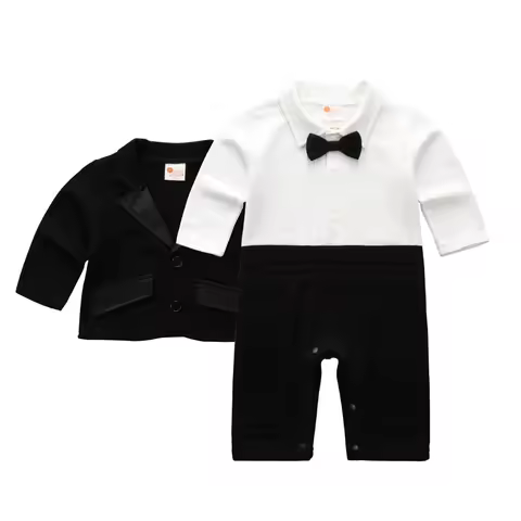 Boss Baby Outfit Boy Clothes Set Gentleman Romper with Coat Formal Newborn for Birthday Wedding Part