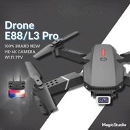 [ NEW ] Drone E88 / K3 Pro RC Quadcopter Foldable Portable WiFi FPV Drones With 4K HD Dual Camera Al