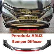 Perodua Aruz Front Bumper Diffuser Lip Wrap Angle Splitters Color Black &amp; Carbon