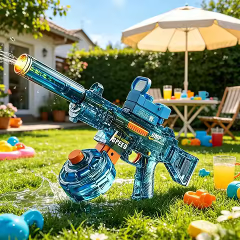 Simulated Flame UMP45 Electric Water Gun Large-Capacity High Pressure Automatic Watergun Summer Outd