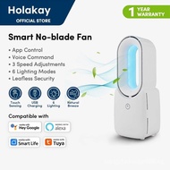 （IN STOCK）Tuya Smart 11.8 Inch Bladeless Small Table Fan With Colorful Usb Night Light Alexa Google Home Control Baby Care Quiet Operation Touch Control