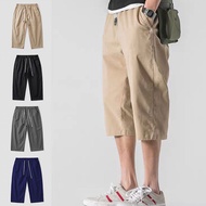 Casual Three Quarter Pants Men Khaki Shorts Korean 3 Quarter Pants Breathable Youth 3/4 Short Pants