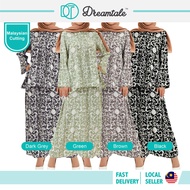 [Clearance] Dreamtale Samira Muslimah Wear Floral Printed Batik Muslimah Suit Como Crepe Muslim Blou