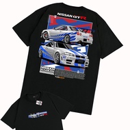 【HOT】 KARIMAKE Kaos Baju Mobil NISSAN SKYLINE R34 2 FAST 2 FURIOUS BRIAN V2 - V1 HITAM S เสื้อยืดผู้