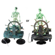Aquarium Skull Decoration Resin Pirate Captain Skeleton Small Accessories Suitable for All Kinds of Fish Tanks
