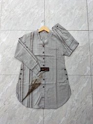 TUNIK wanita motif salur bahan katun triset