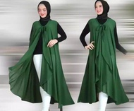 OUTER OUTERWEAR TALI DEPAN WANITA PANJANG SIMPLE TRENDY POLOS