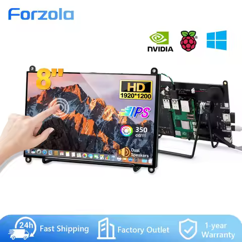 FORZOLA 7 8 inch 1920x1200 HD IPS Screen 10-Point Touch HDMI Display Monitor For Raspberry Pi 5/4/3/