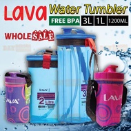 LAVA Water Bottle Tumbler Strip Straw Carry Bag 1200ml 2L 3L BPA FREE/Botol Air Minuman Dengan Beg