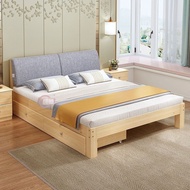 {SG Sales} Solid Wood Bed Double Bed Bedframe Wooden Bed Queen King Bed Modern Minimalist Double Bed Simple Rental Room Single Double Bed Frame  Bed with Drawer