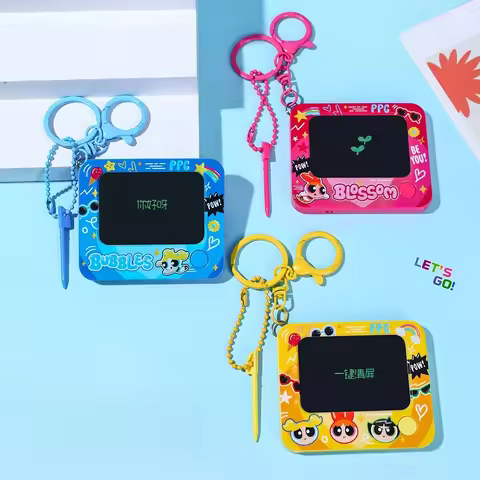 Genuine The Powerpuff Girls Creative Graffiti Board Keychain Painting Ornaments Student Schoolbag De