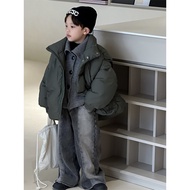 Cheese and Meow Boys Down Jacket Winter 2024 Children White Duck Down Bread Jacket Vest Detachable Sleeves