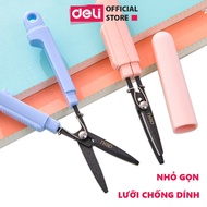 Kéo mini tiện lợi 105mm Deli - Hồng/ Xanh có khóa an toàn kéo bỏ túi kéo cắt chỉ - 77761