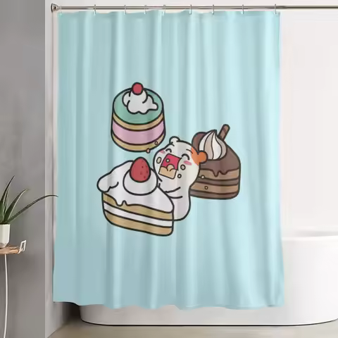 Cute Cartoon Ebichu Shower Curtain Bathroom Polyester Waterproof Bath Curtains with Hooks