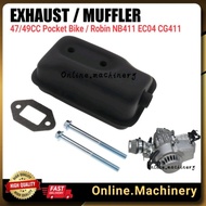 49cc Muffler Exhaust Pocket Bike Mini Dirt bike Robin NB411 CG411 BG411 EC04 47CC Engine Motor Weede