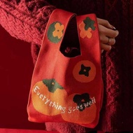 handbag women handbag Persimmon Ruyi Knitted Bag Large Capacity Souvenir Bag Tote Bag Christmas Gift