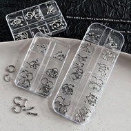 Hmjqq retro metal circle 3D Punk charm nail art, black and white, 30/60pcs, decorative nails VN
