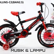 Sepeda Anak BMX 16 18 Inch VELION COLLINS Roda Empat Musik Lampu LED 