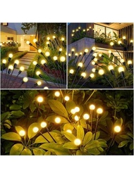 [2入組]太陽能動力室外螢火蟲燈，別墅氛圍燈，庭園裝飾，防水草坪燈