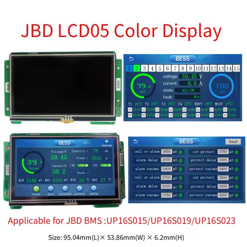 JBD Smart BMS Color Screen Touch Display LCD Displayer For BMS UP16S015 UP16S019 UP16S023 Accessorie