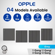 OPPLE Safety Wall Switch 2 Way 1 2 3 4 Gang Push On/Off Fireproof Silver Grey Color US EU Standard
