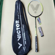 Victor ready-to-use badminton racket 21-24 lbs contains 1 racket, 1 bag, bonus handgrip