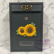 [Grocery King] Handmade Boutique Yellow Sunflower Mailbox Including House Number/Mailbox 5 Colors Op
