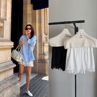 [SR-STUDIO] elborn 2025 Summer New Style Korean Designer Heavy Industry Lace Stitching Shorts 9XQI