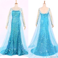 Hot Blue Bling Frozen Elsa Queen Adult Women Party Costume Elsa Dresses