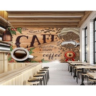 Wallpaper Dinding 3D Custom Cafe Coffee Shop/ Kafe Kopi (21Bs-012)