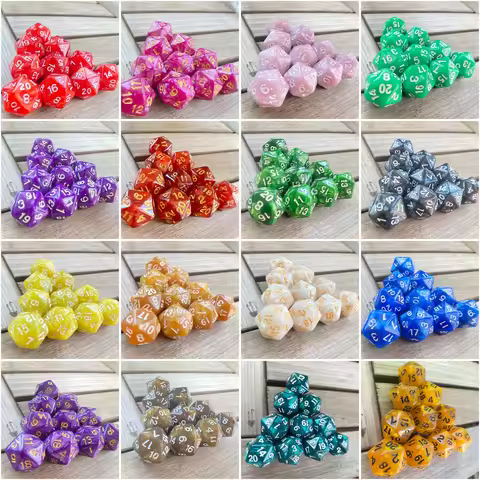 10PCS Polyhedral Dice D20 Dice 20mm Pearl Colorful Acrylic 20 Sided Dice Game Dice for RPG MTG DND D
