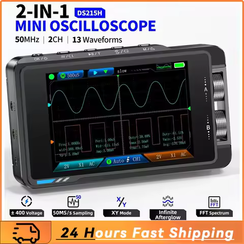 DS215H 2 in 1 Oscilloscope/digital Signal Generator, 50MHz Bandwidth, 250MS/s Sampling Rate, Support