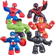 【KIKV】【Fast Shipped】Heroes of Goo Jit Zu Marvel Mega Mini 6 Pack - Squishy, Stretchy, Gooey Mini Heroes - Ironman, Spider-Man, Captain America, Miles Morales, Hulk and Black Panthe