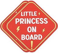 2pcs Little Princess On Board Signs, 3.86x3.86 Inch Essential Car Magnetic Reflective Stickers Orange-Red and Baby in Car Magnetic Sticker Sign for Car Bumper Safety Warning Sign Accessories